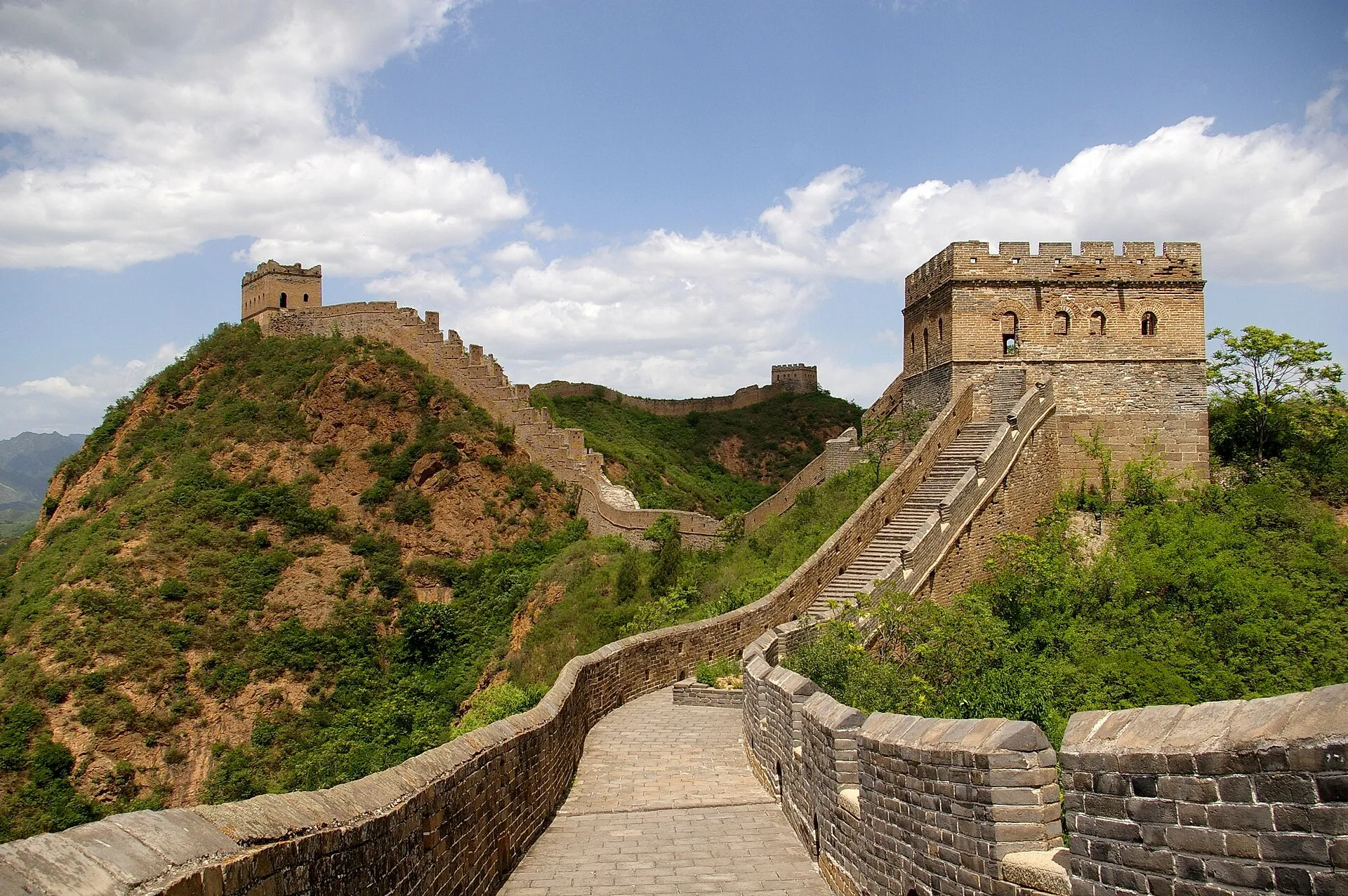 Mutianyu section of the Great Wall of China with watchtowers