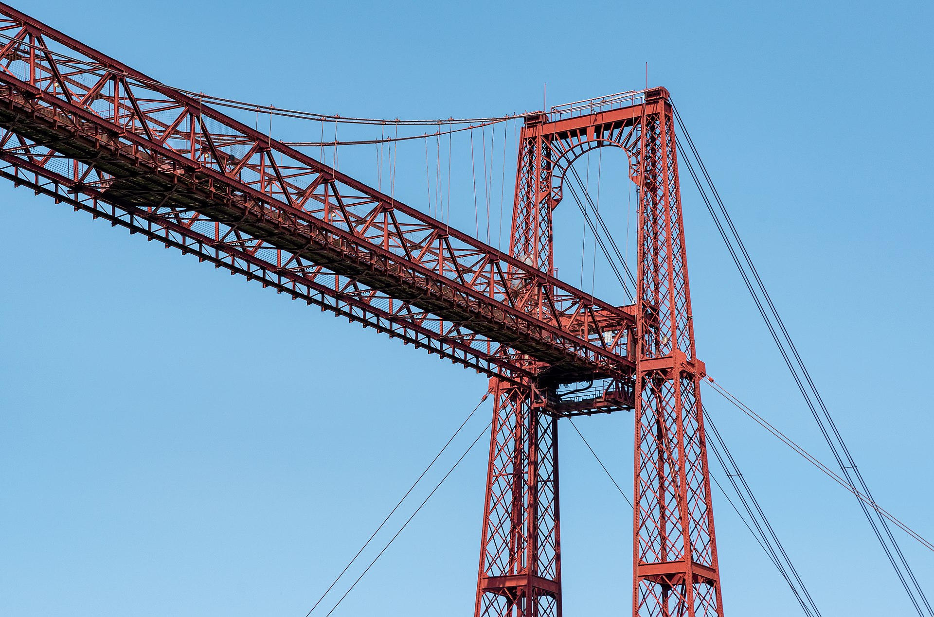 Puente de Vizcaya transporter bridge spanning the Nervión river in Portugalete