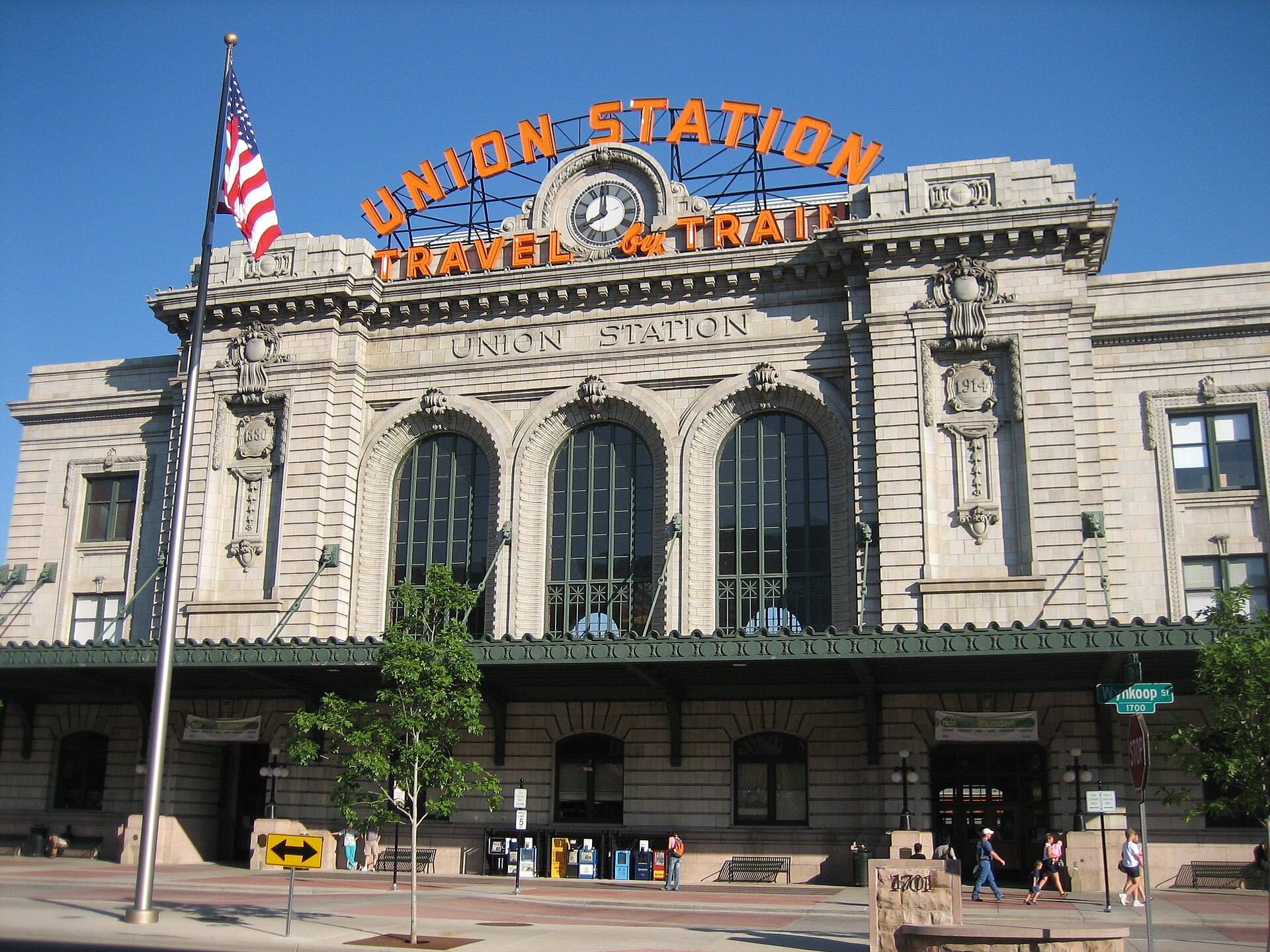 Denver Union Station historic facade in downtown Denver