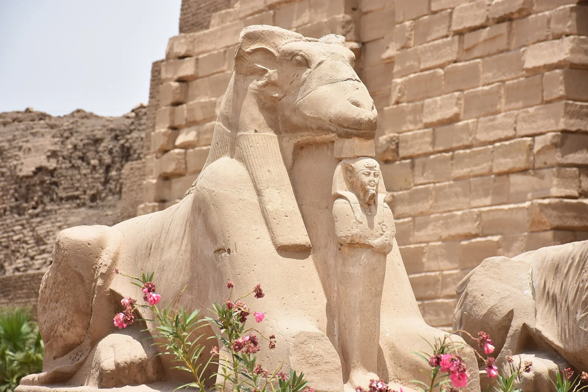 Ram-headed sphinx statue at Karnak Temple in Luxor