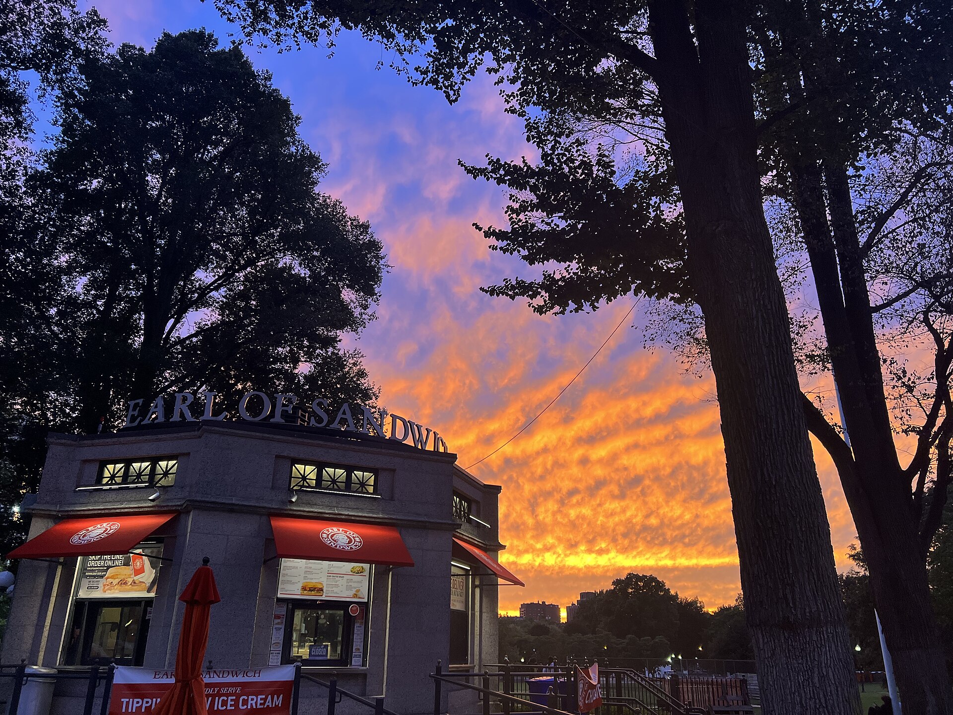 Boston Common park at sunset, America's oldest public park