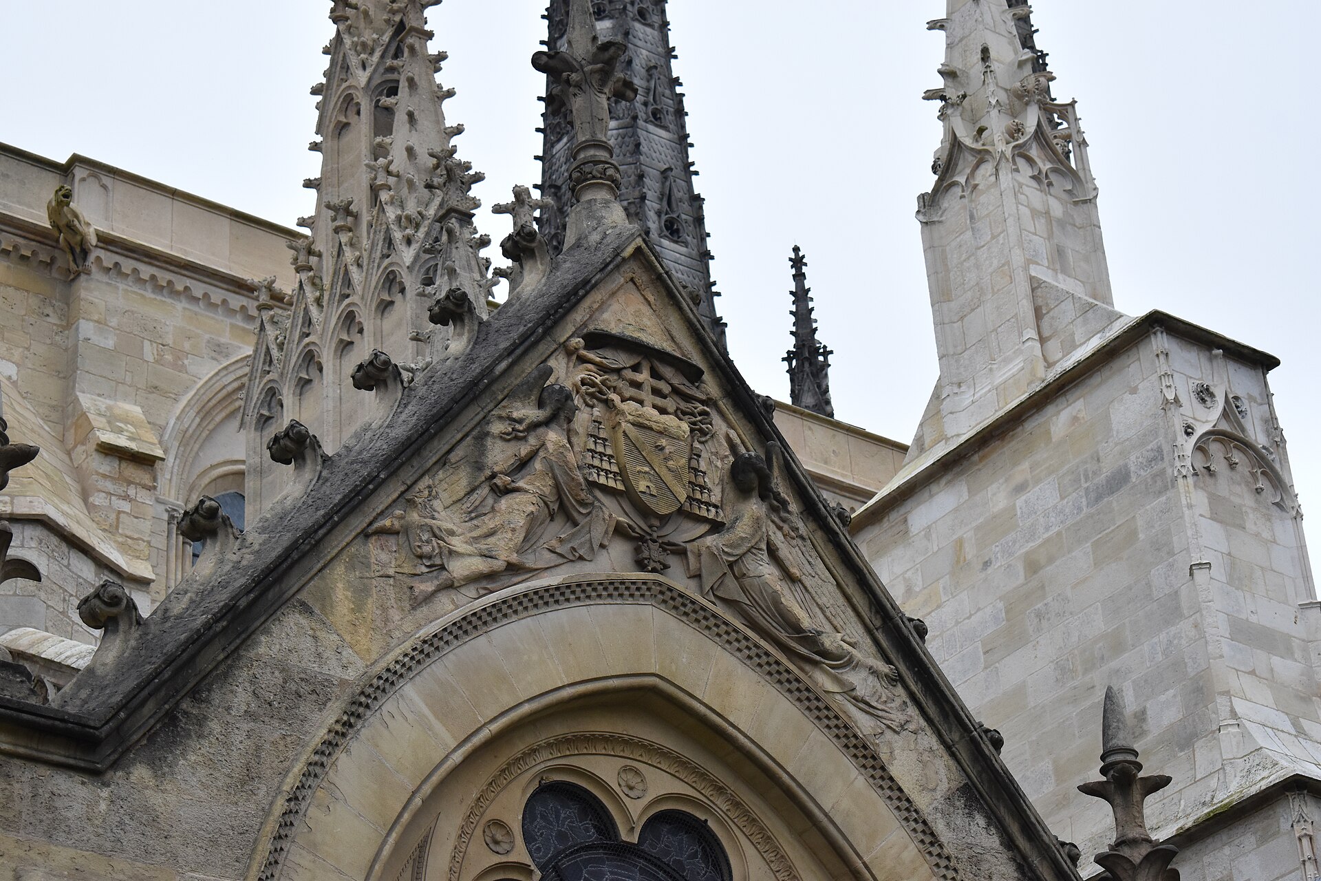 Gothic exterior of Cathédrale Saint-André in Bordeaux with the Pey-Berland Tower
