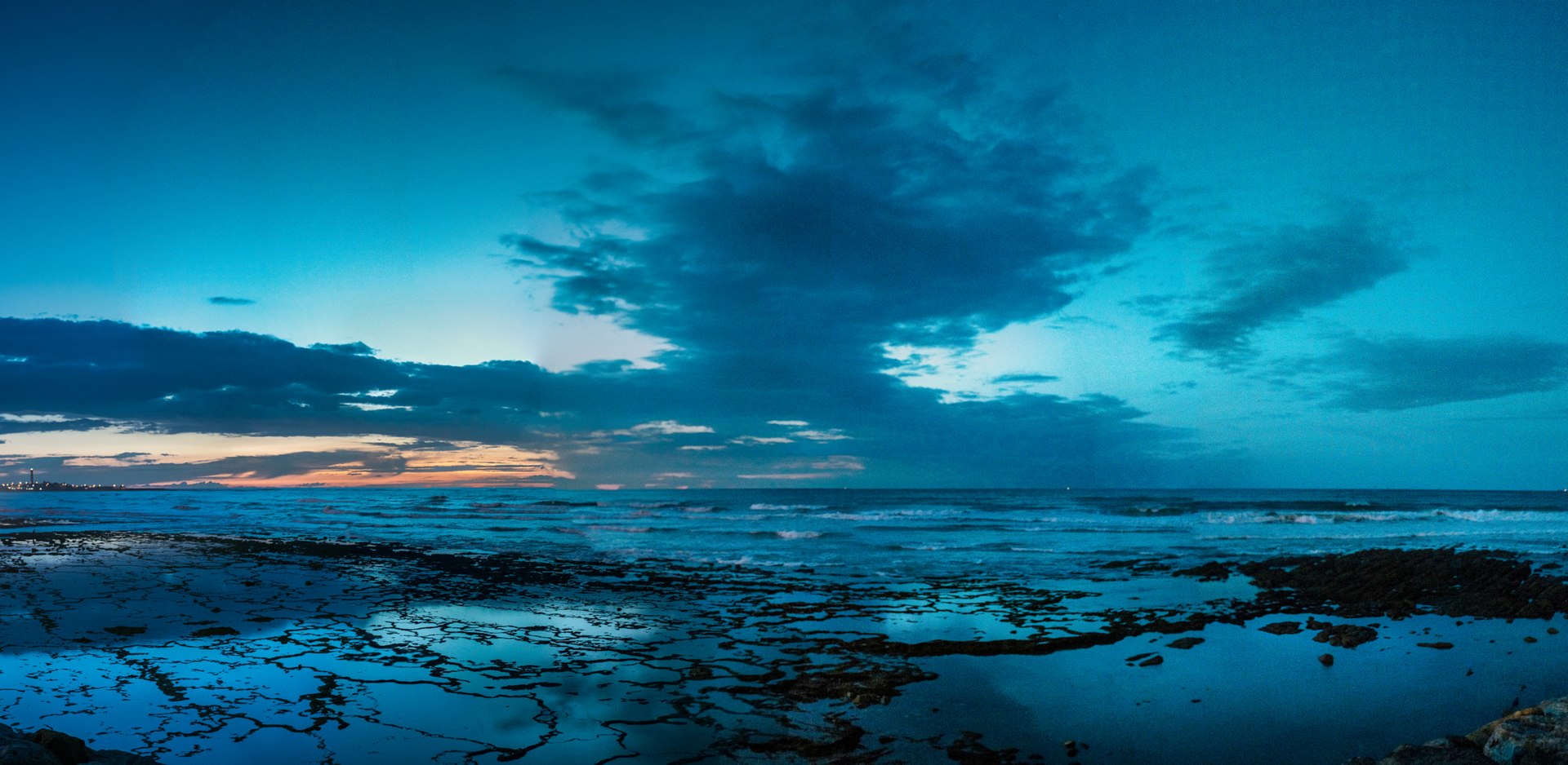 Hassan II Mosque seen from the Atlantic Ocean in Casablanca