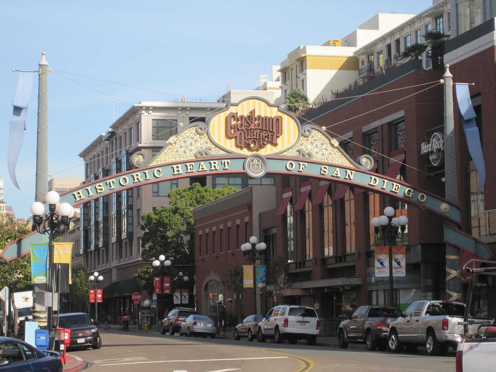 The Gaslamp Quarter entrance sign in San Diego