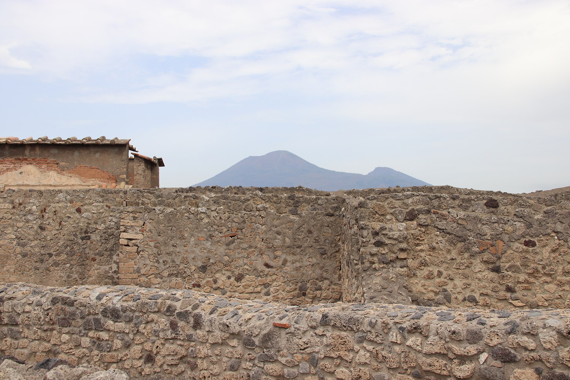 Pompeii ruins with Mount Vesuvius