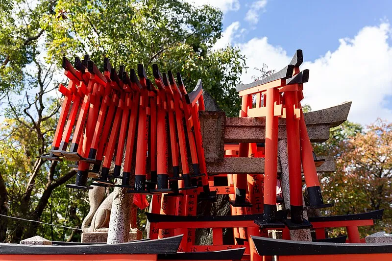 Vermilion torii gates lining the path at Fushimi Inari Shrine, Kyoto
