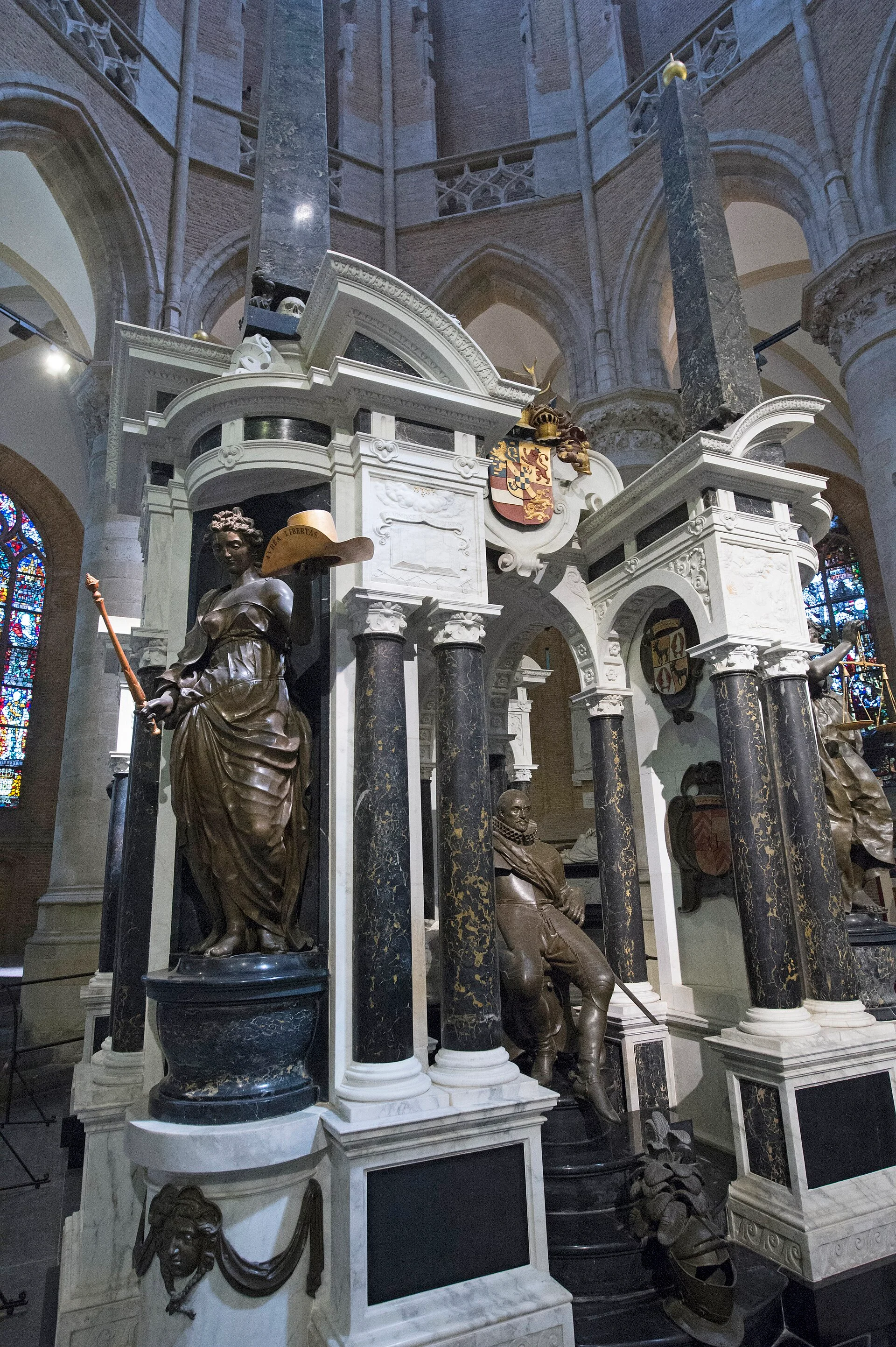 Marble and bronze mausoleum of William of Orange inside the Nieuwe Kerk