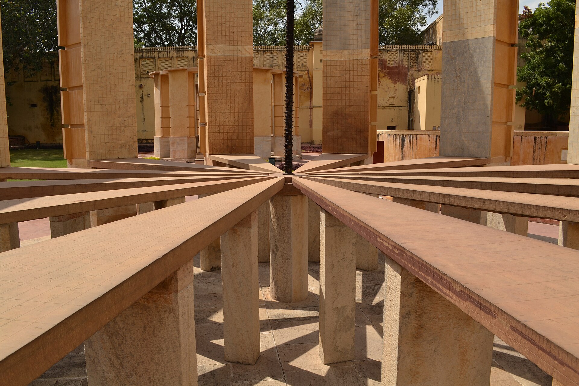 The cylindrical Ram Yantra astronomical instrument at Jantar Mantar in Jaipur