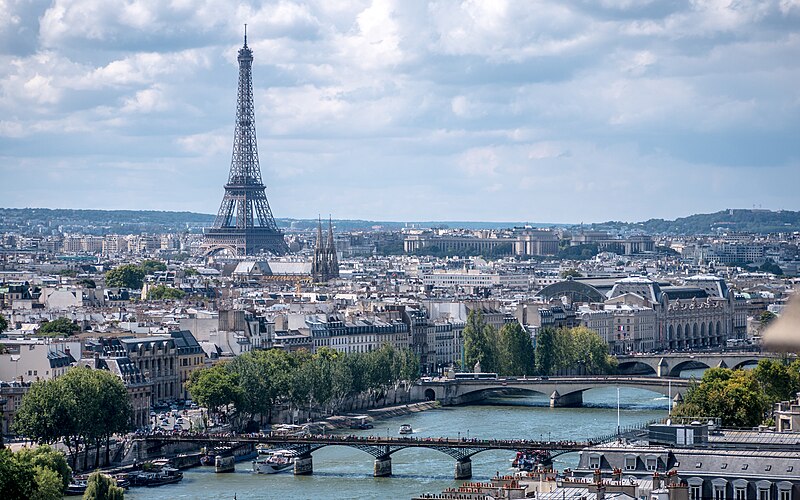 Eiffel Tower seen from the Tour Saint-Jacques in Paris
