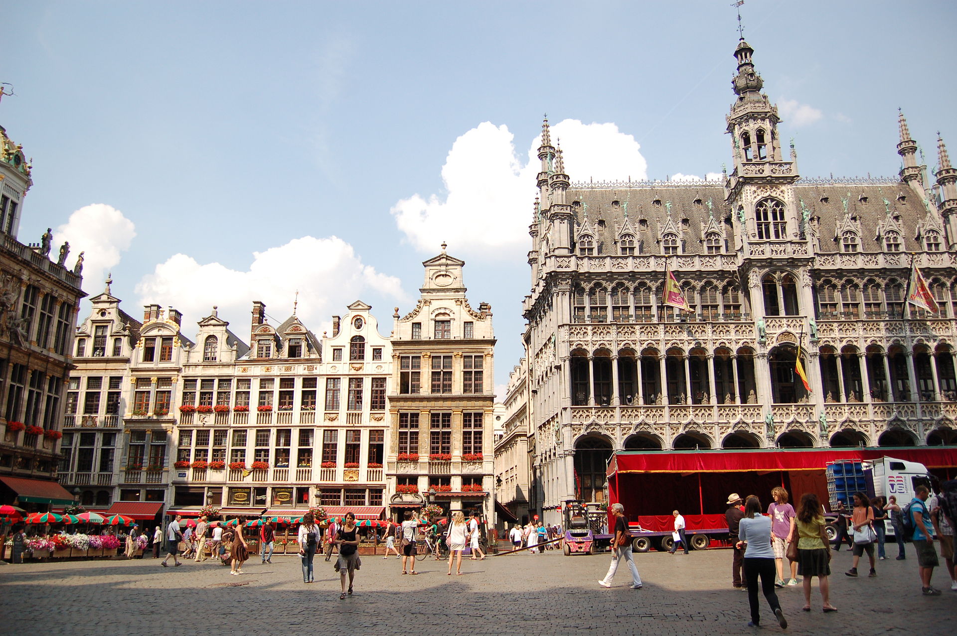 Grand Place in Brussels with ornate guildhalls and historic architecture