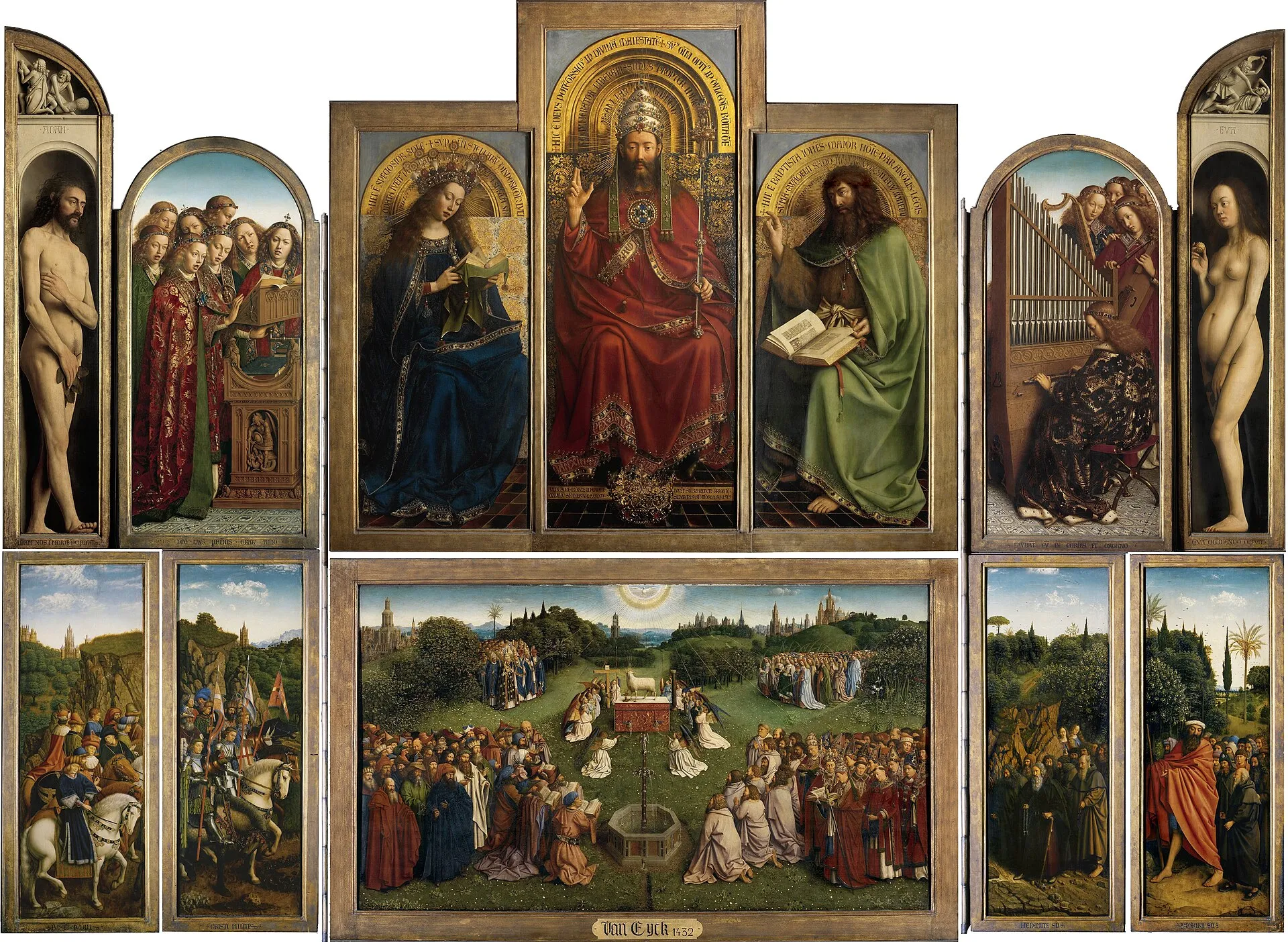 The Ghent Altarpiece (Adoration of the Mystic Lamb) by Jan van Eyck, open view