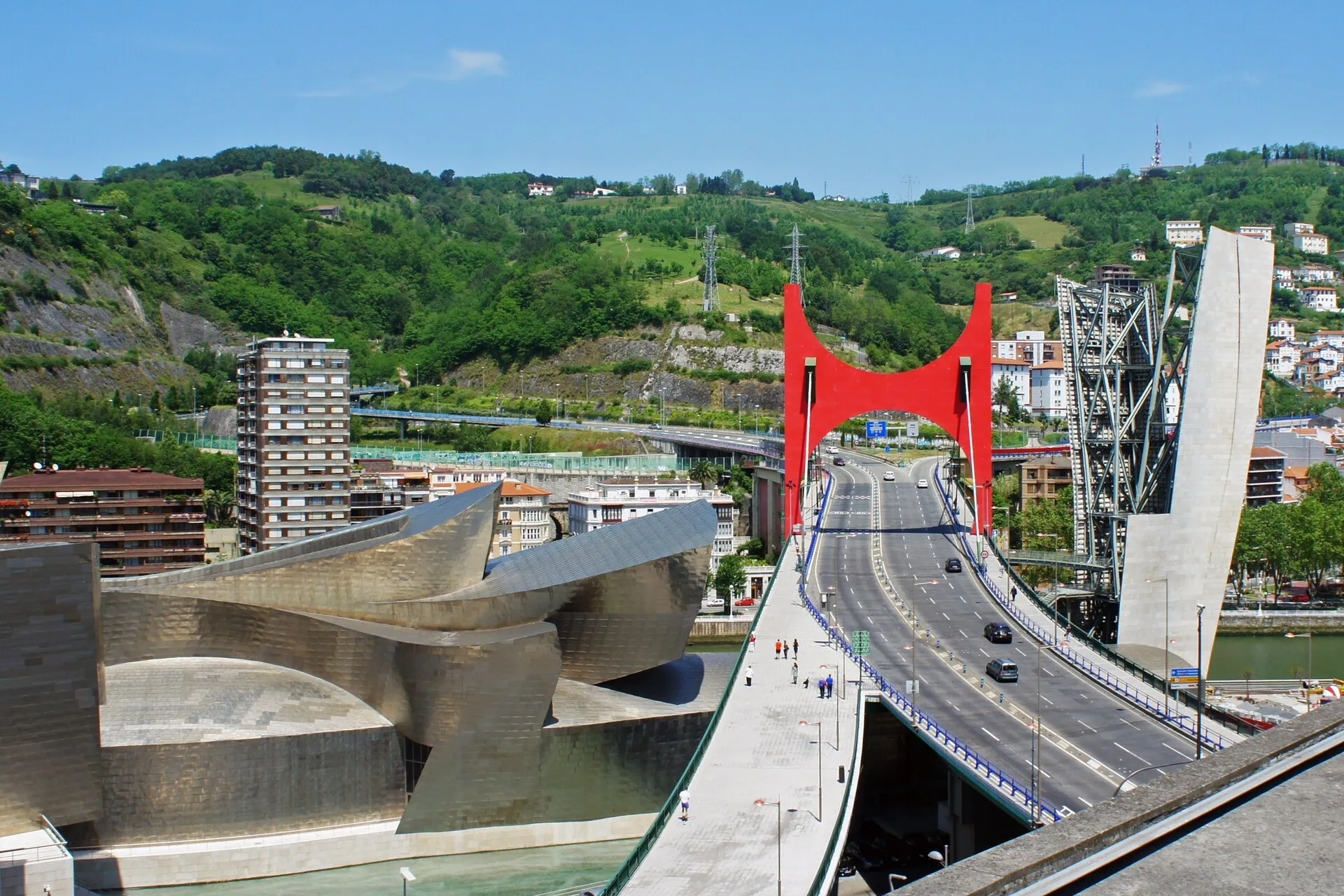 Bilbao cityscape with Guggenheim Museum along the Nervión river