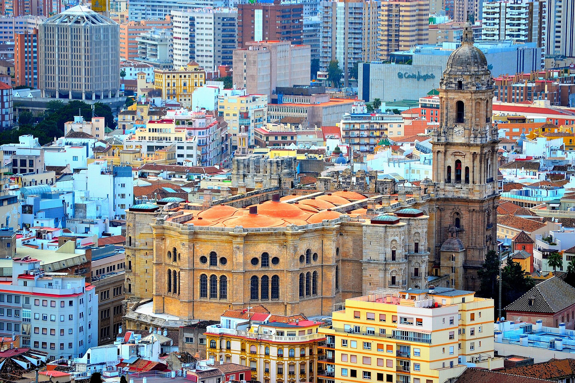 Málaga Cathedral nicknamed La Manquita with its single completed tower