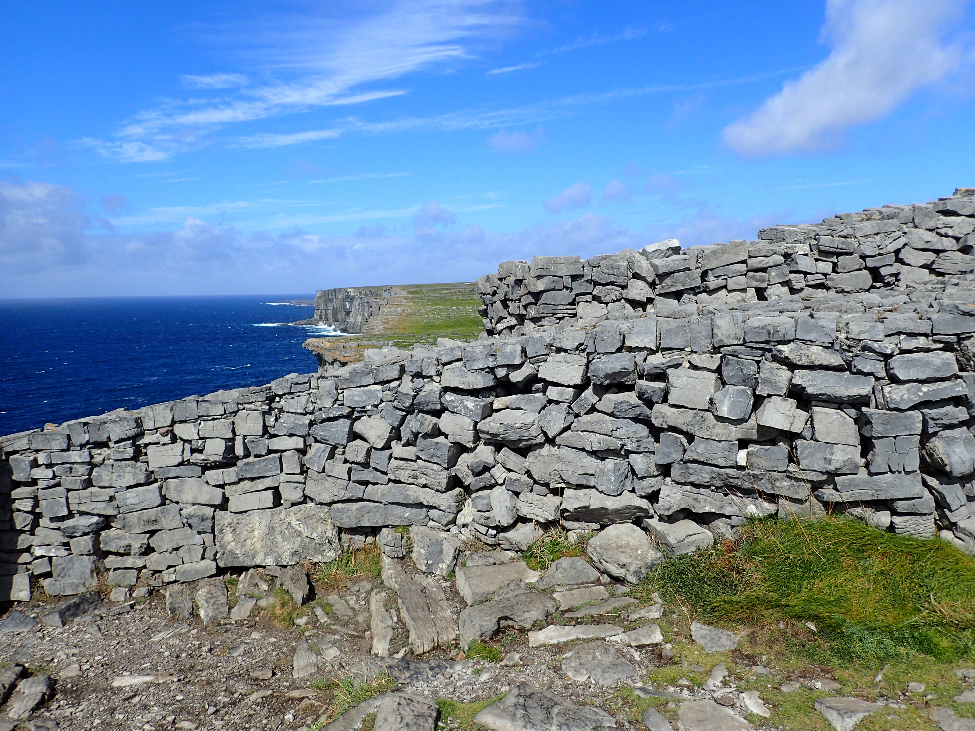Inside Dún Aonghasa, the prehistoric cliff-edge fort on Inis Mór in the Aran Islands, Ireland