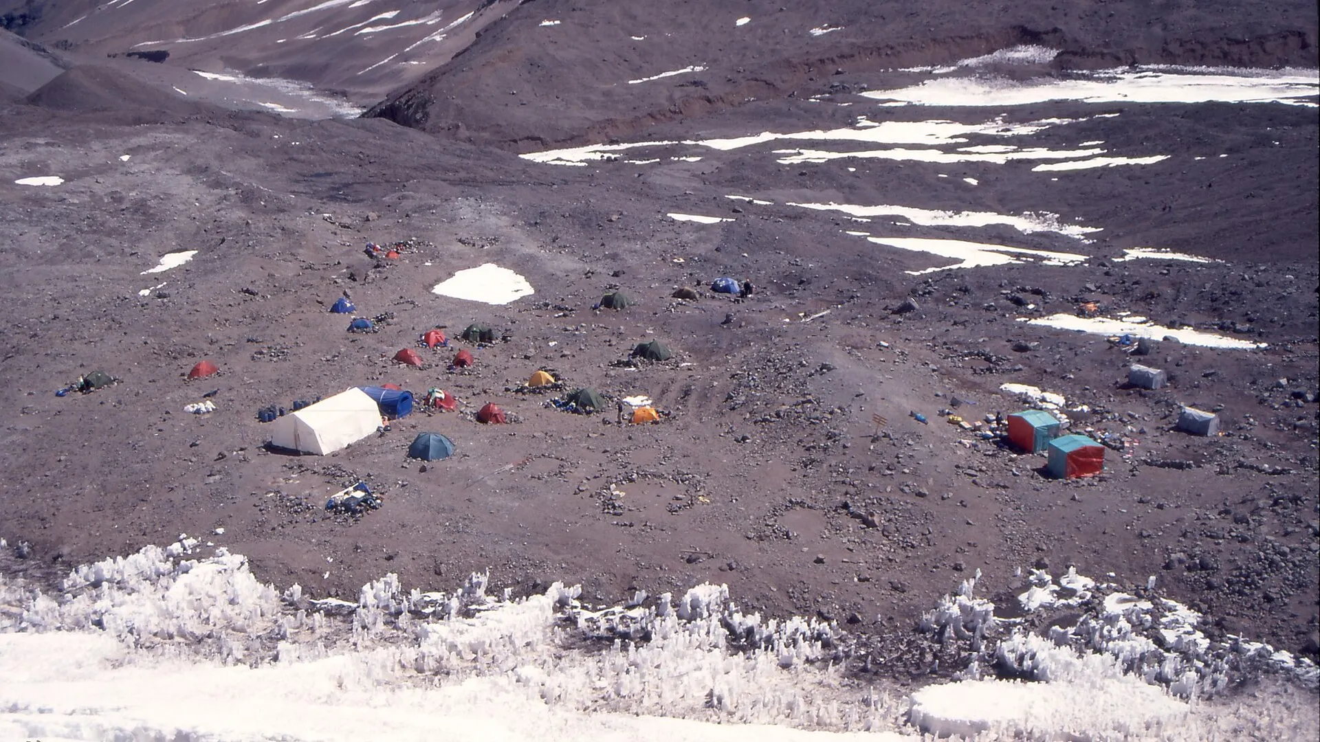 Tents at Plaza de Mulas base camp below Aconcagua