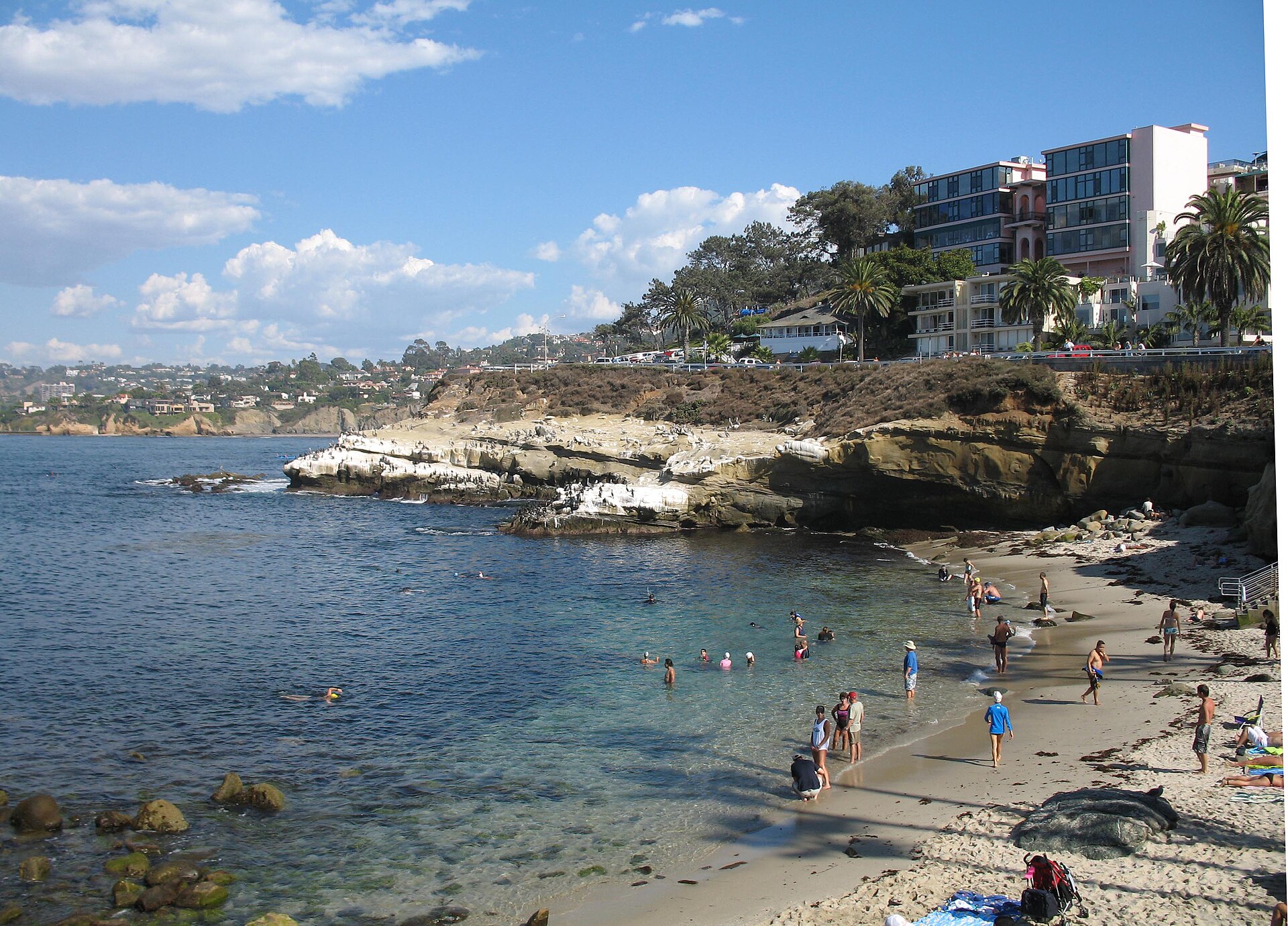 La Jolla Cove coastal inlet viewed from the south in San Diego