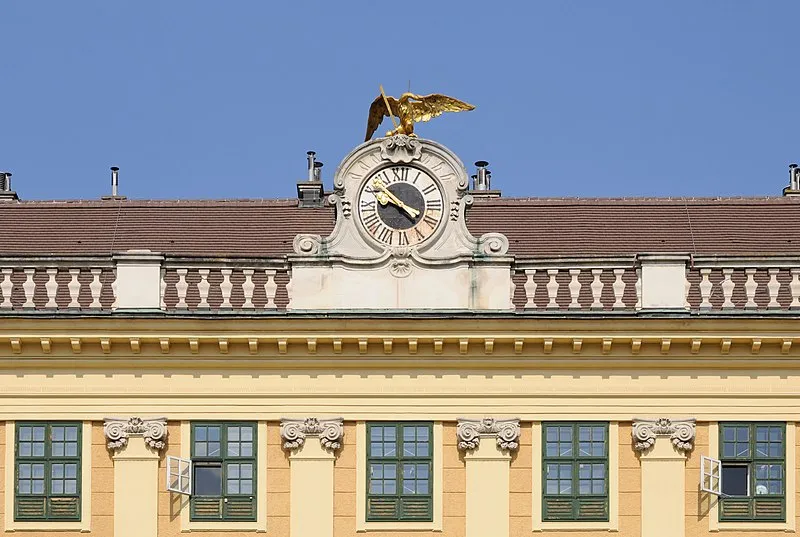Schönbrunn Palace yellow facade and ornamental gardens, Vienna