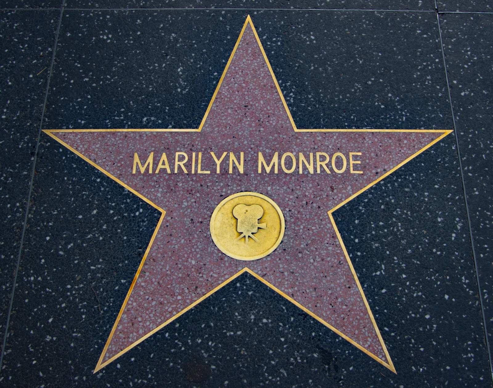 Marilyn Monroe's brass-and-terrazzo star on the Hollywood Walk of Fame sidewalk