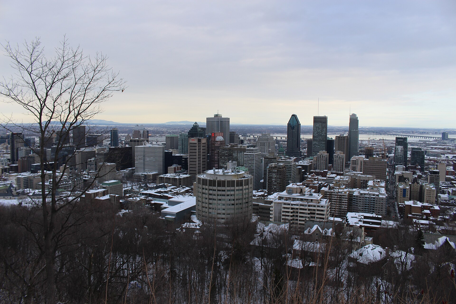 Winter view of downtown Montreal from Mount Royal