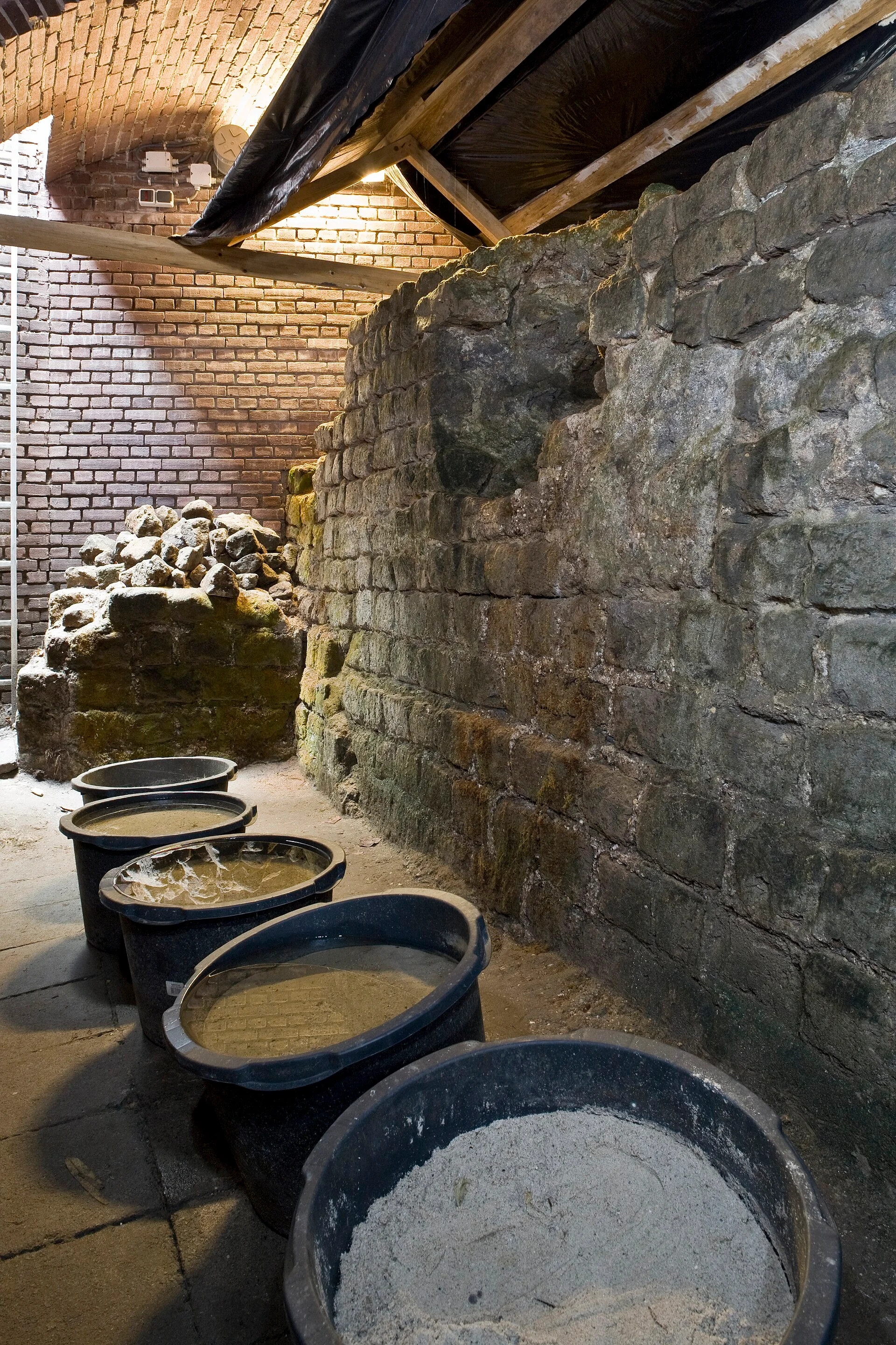 Preserved remains of the Roman castellum wall at Domplein, Utrecht