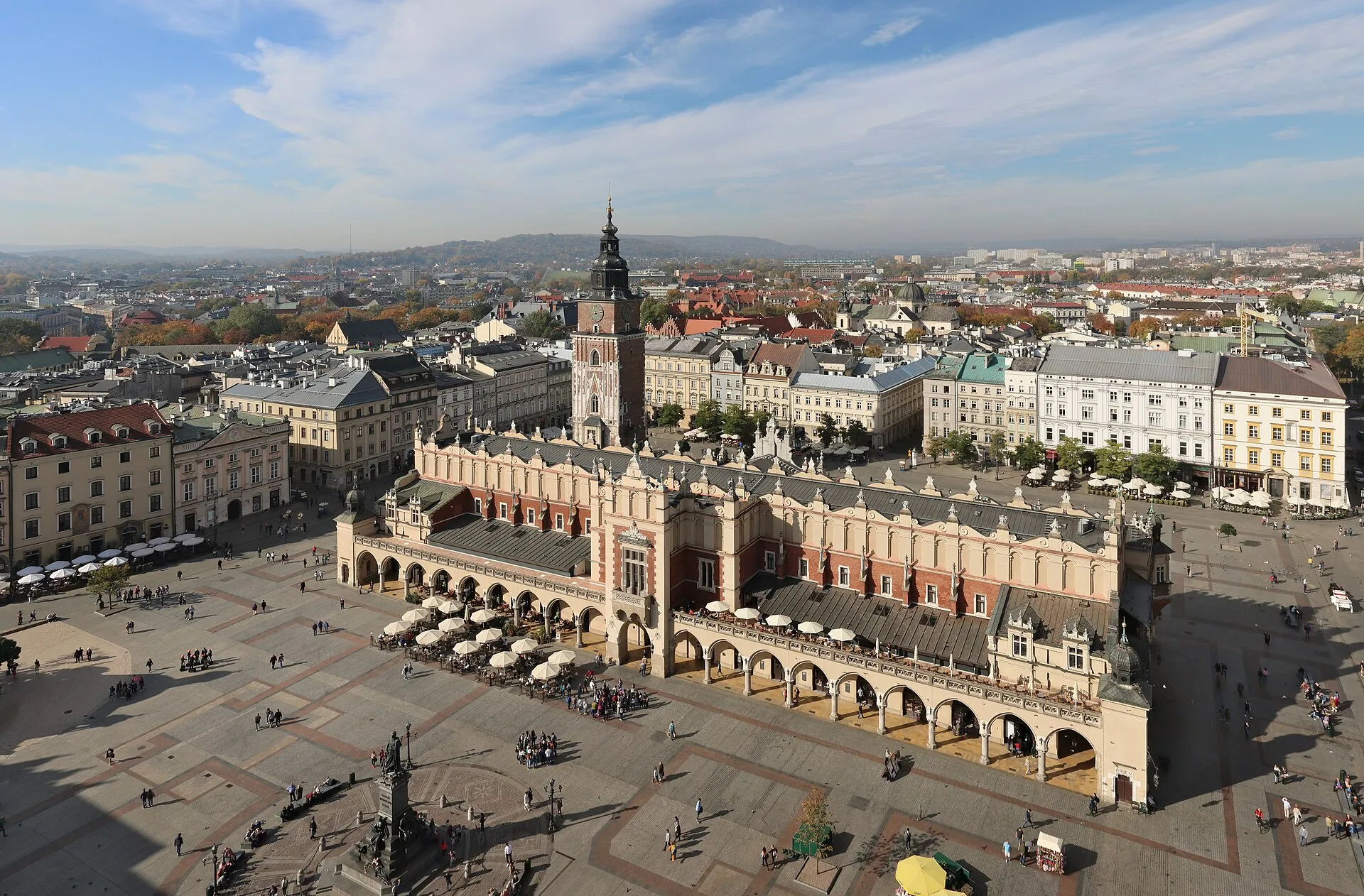 The Cloth Hall (Sukiennice) in Kraków's Main Market Square, viewed from the tower of St Mary's Basilica