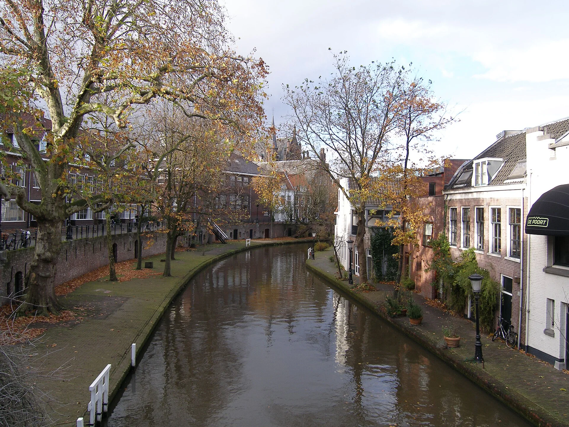 The Oudegracht canal in Utrecht with its lower wharf level