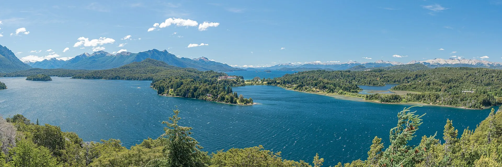 Panoramic view of the Llao Llao Peninsula between Moreno and Nahuel Huapi Lakes along the Circuito Chico route