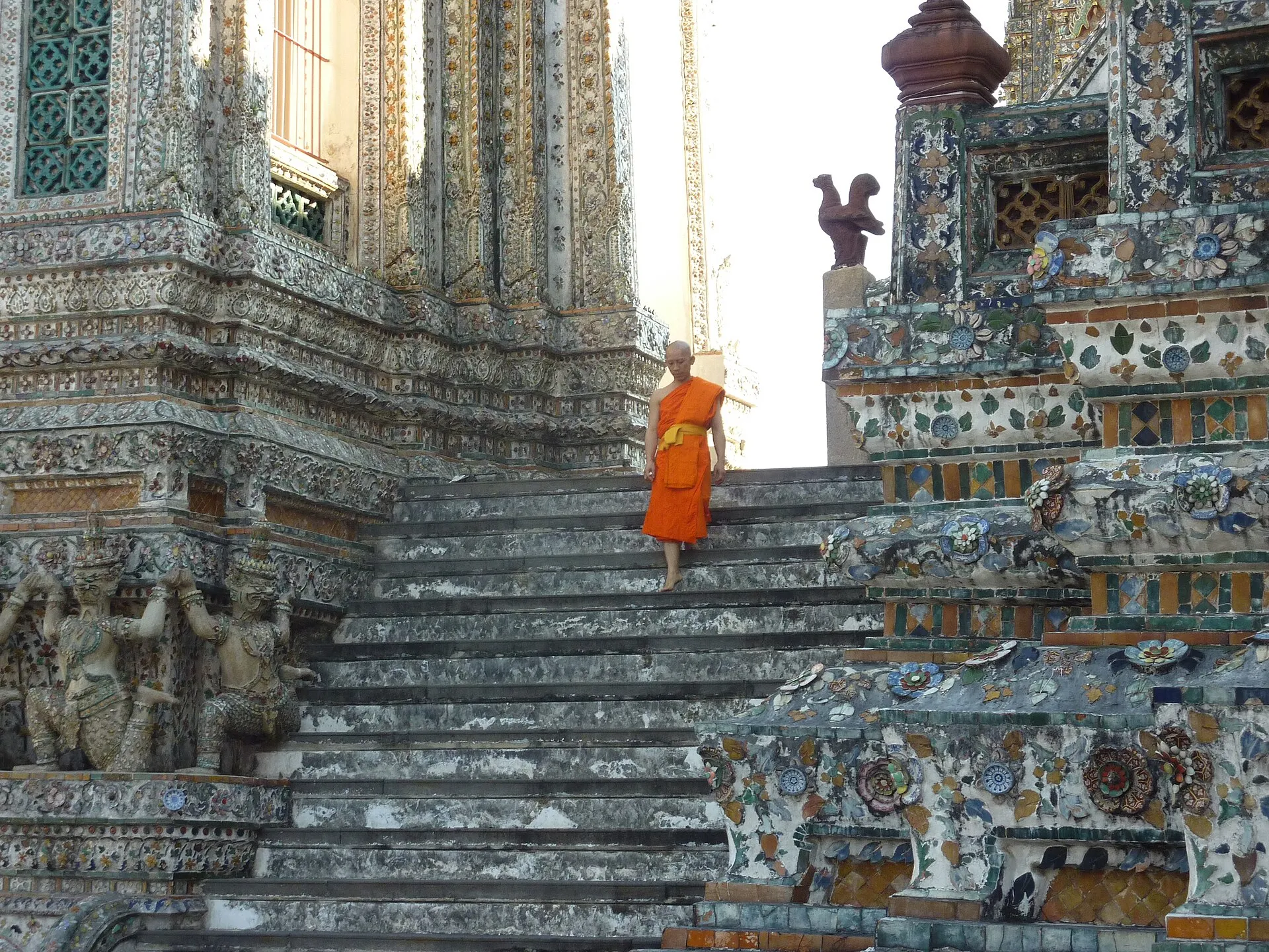 Steep staircase descending the prang of Wat Arun