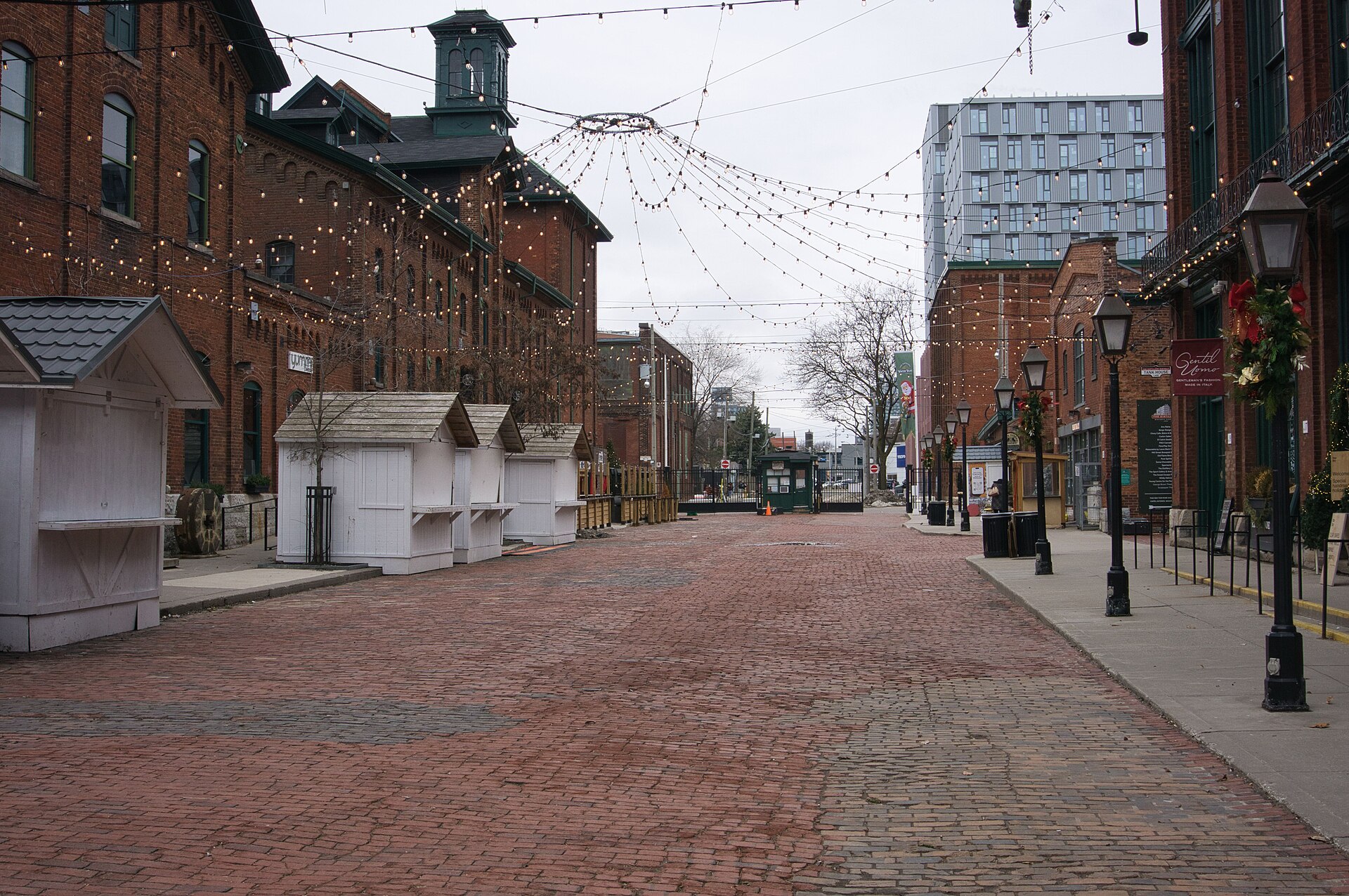 Looking north up Trinity Street in the Distillery District, Toronto