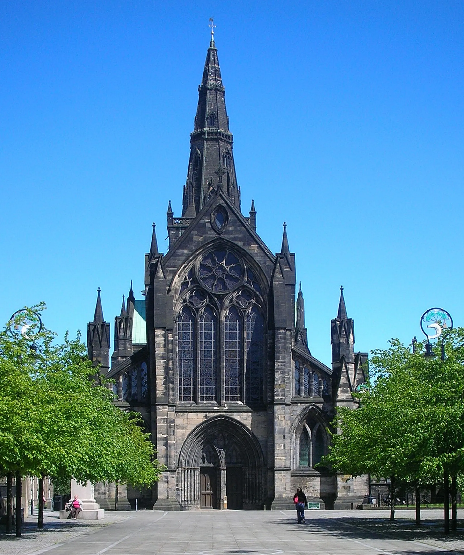 Glasgow Cathedral's medieval Gothic tower and nave, Scotland
