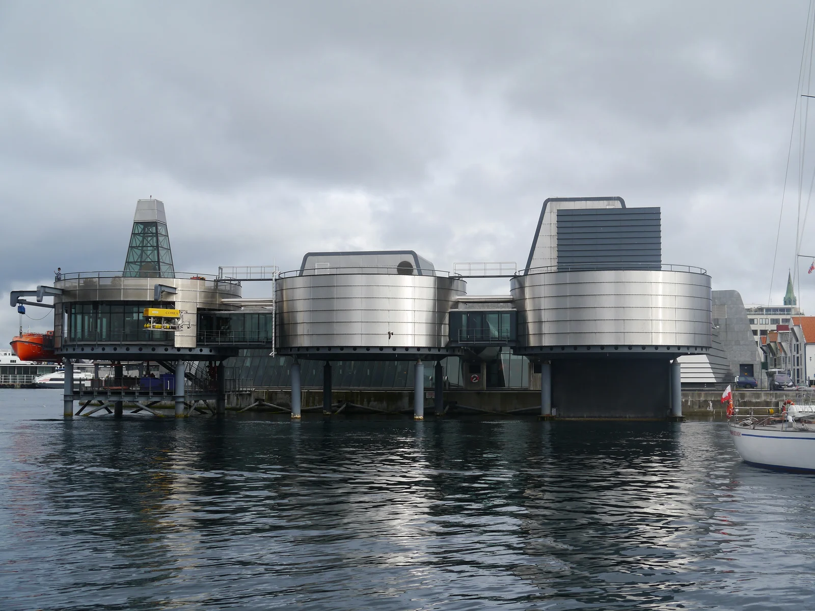 The metal and stone waterfront architecture of the Norwegian Petroleum Museum in Stavanger