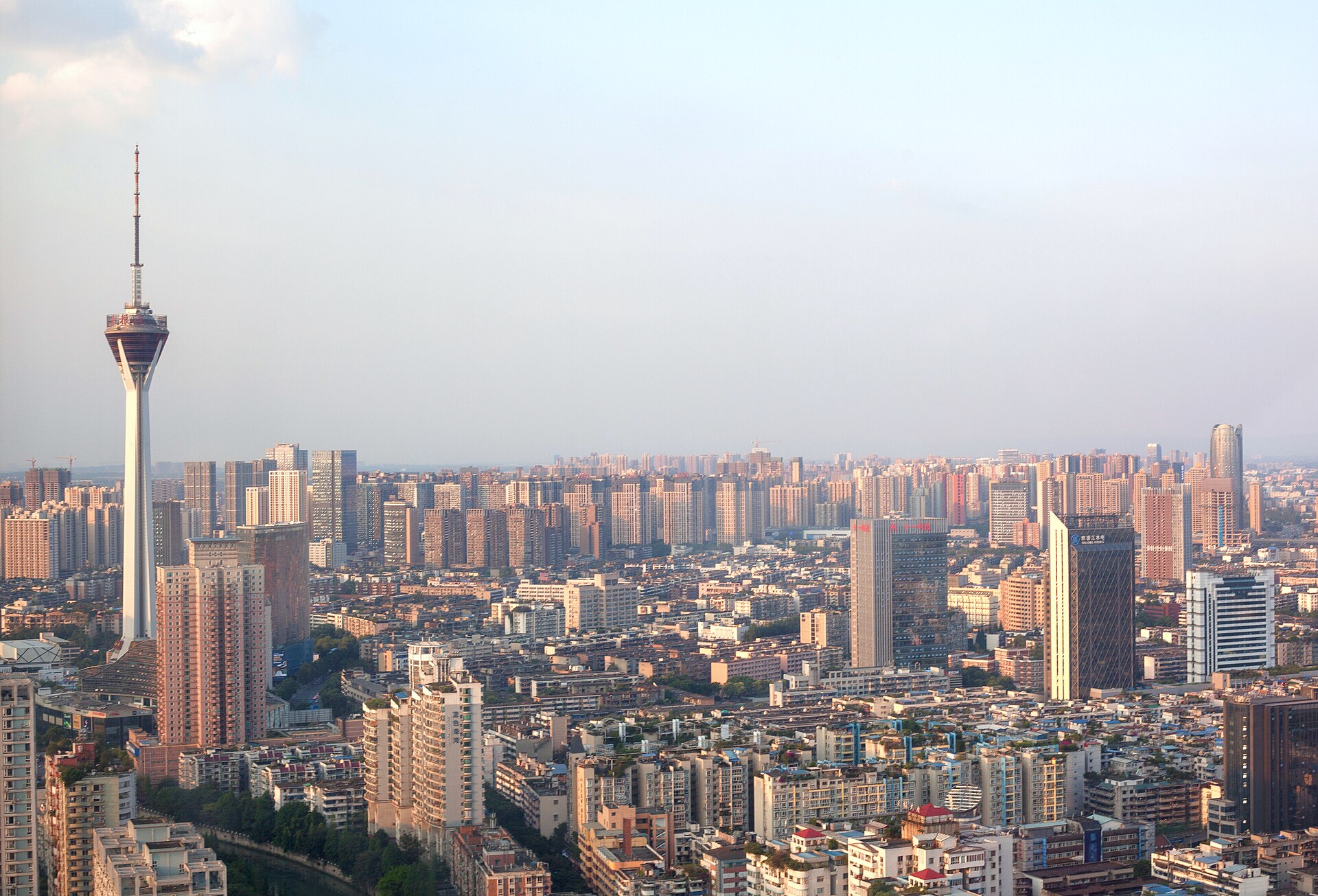 Chengdu city skyline with modern buildings