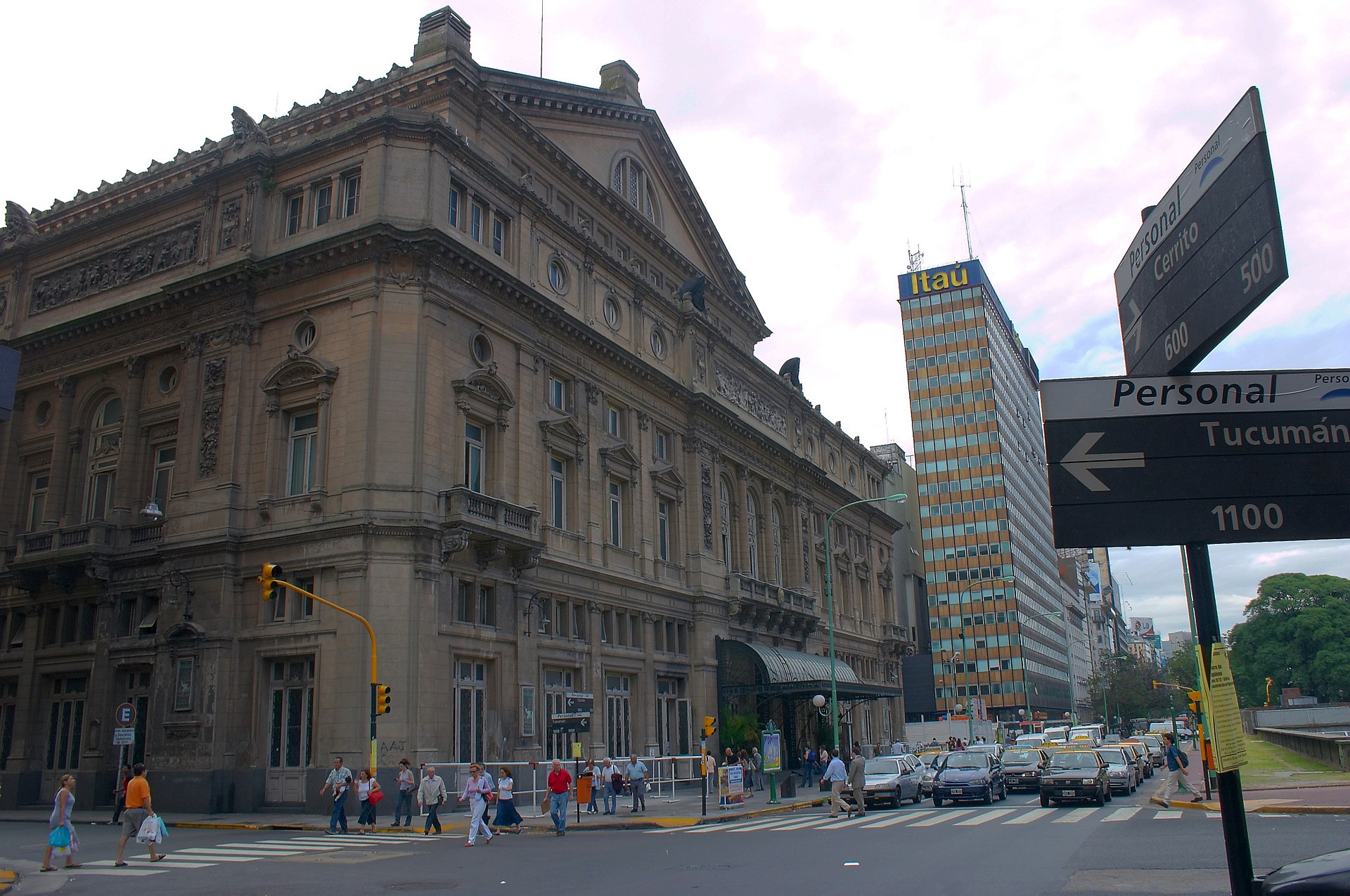 Exterior facade of Teatro Colon opera house in Buenos Aires