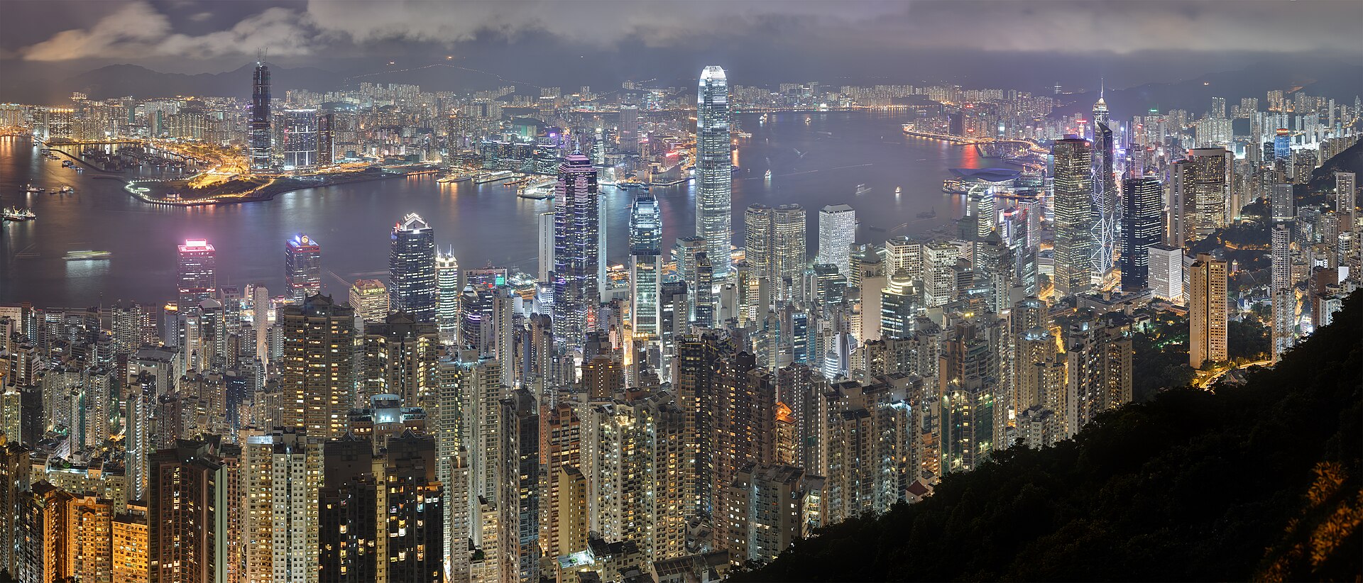 Hong Kong skyline viewed from Victoria Peak at night