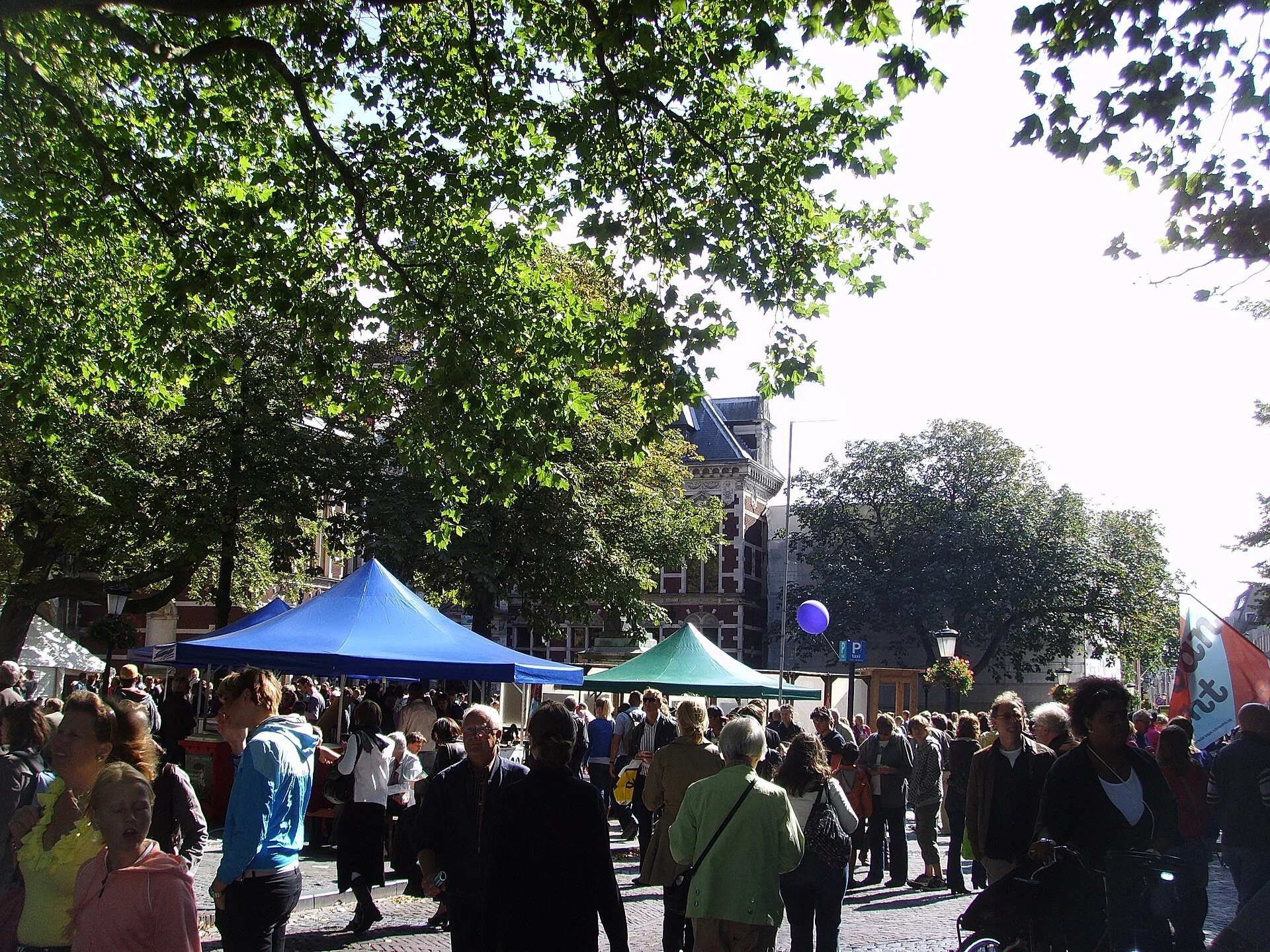 Crowds filling Domplein square in Utrecht during a festival