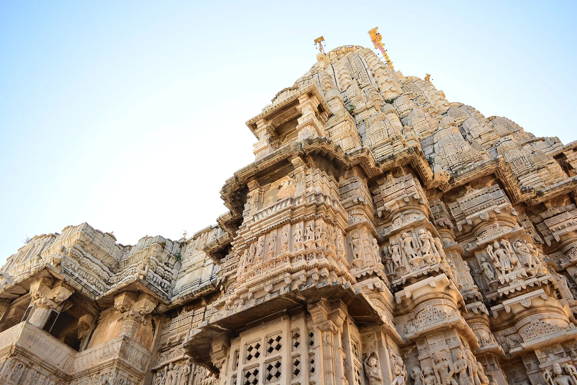 The carved spire of Jagdish Temple rising above Udaipur's old city