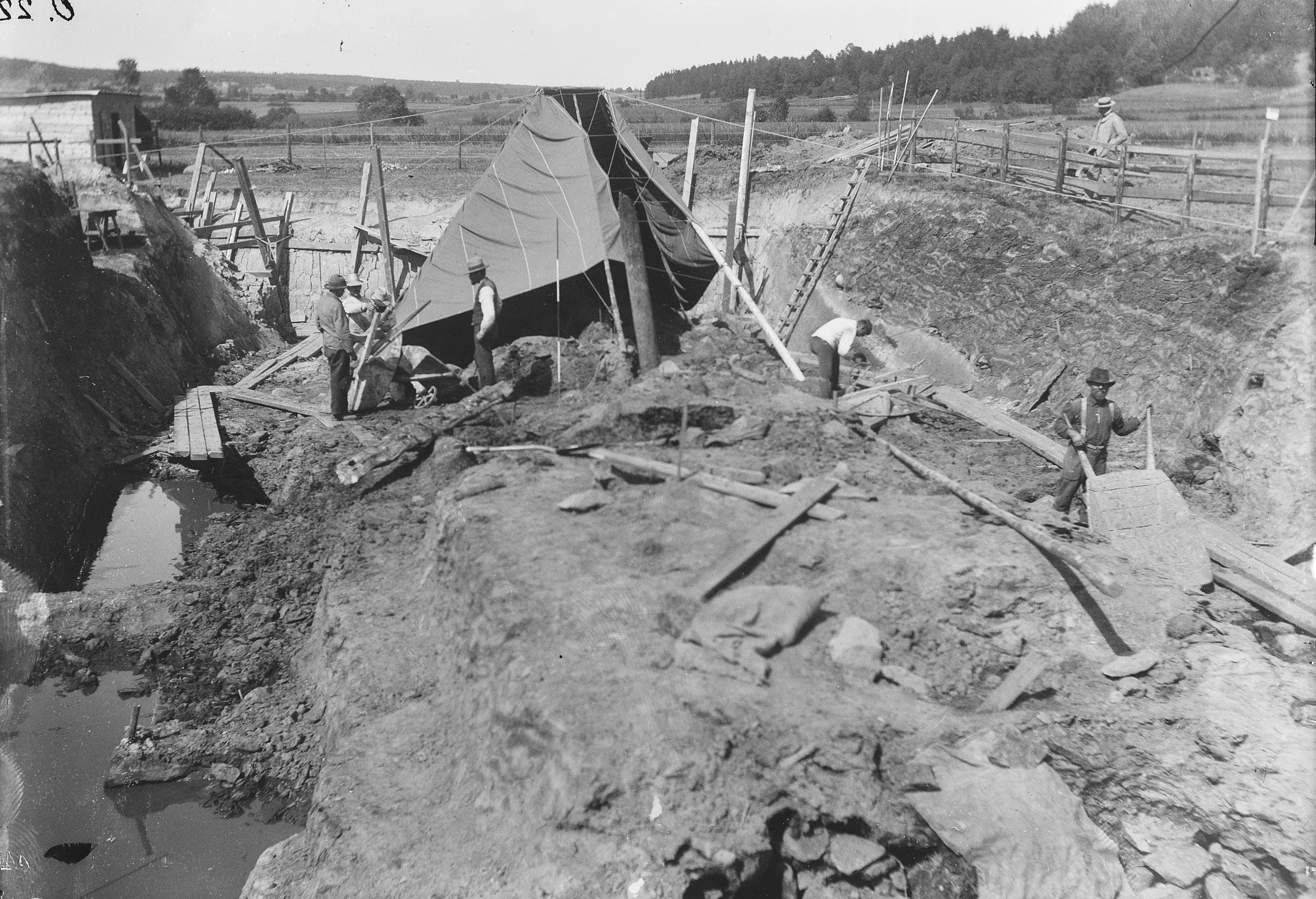 The Oseberg ship excavation at Viking Ship Museum in Oslo, showing the 1,200-year-old Viking burial vessel
