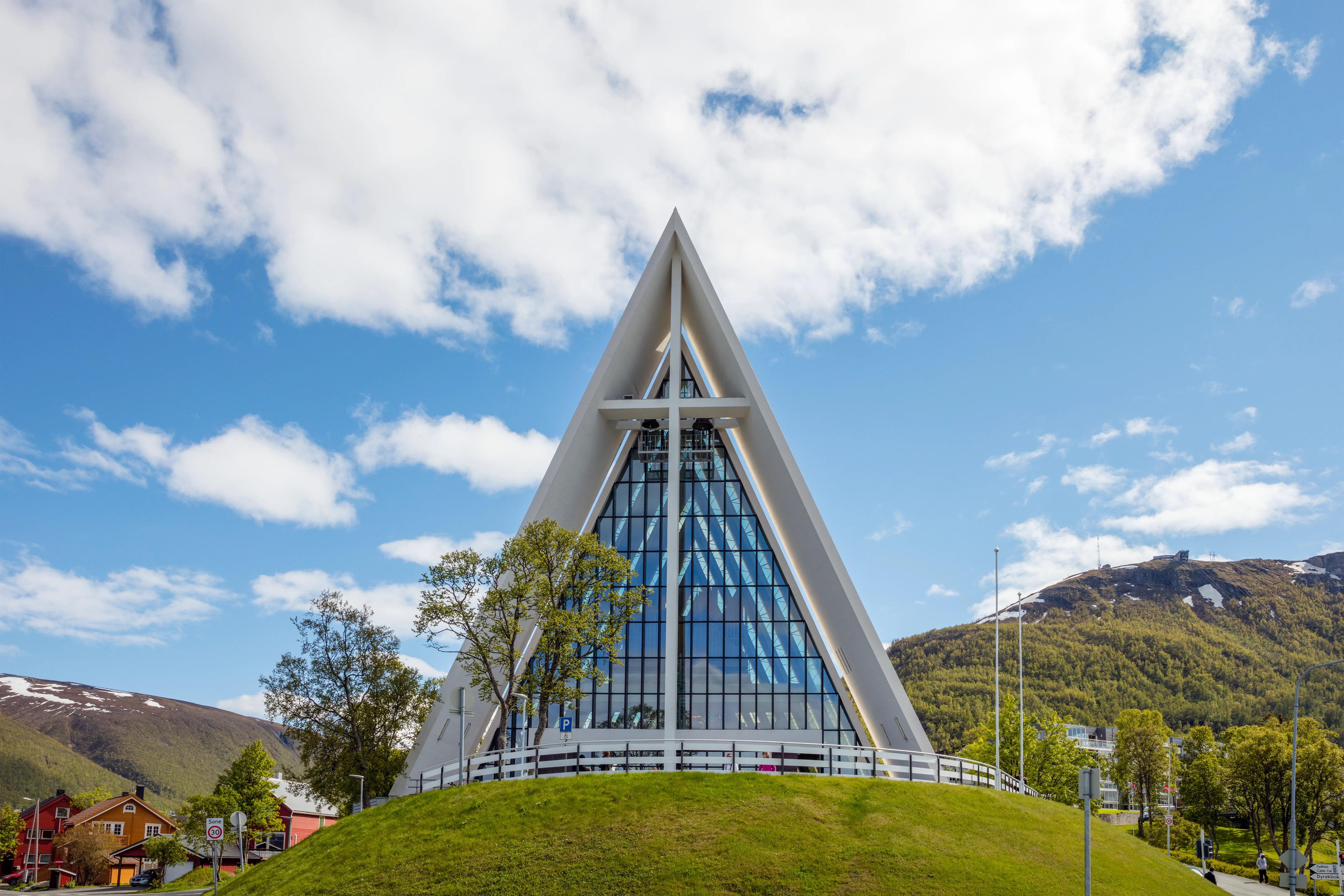 Arctic Cathedral (Ishavskatedralen) in Tromsø, Norway, with its distinctive triangular aluminium facade